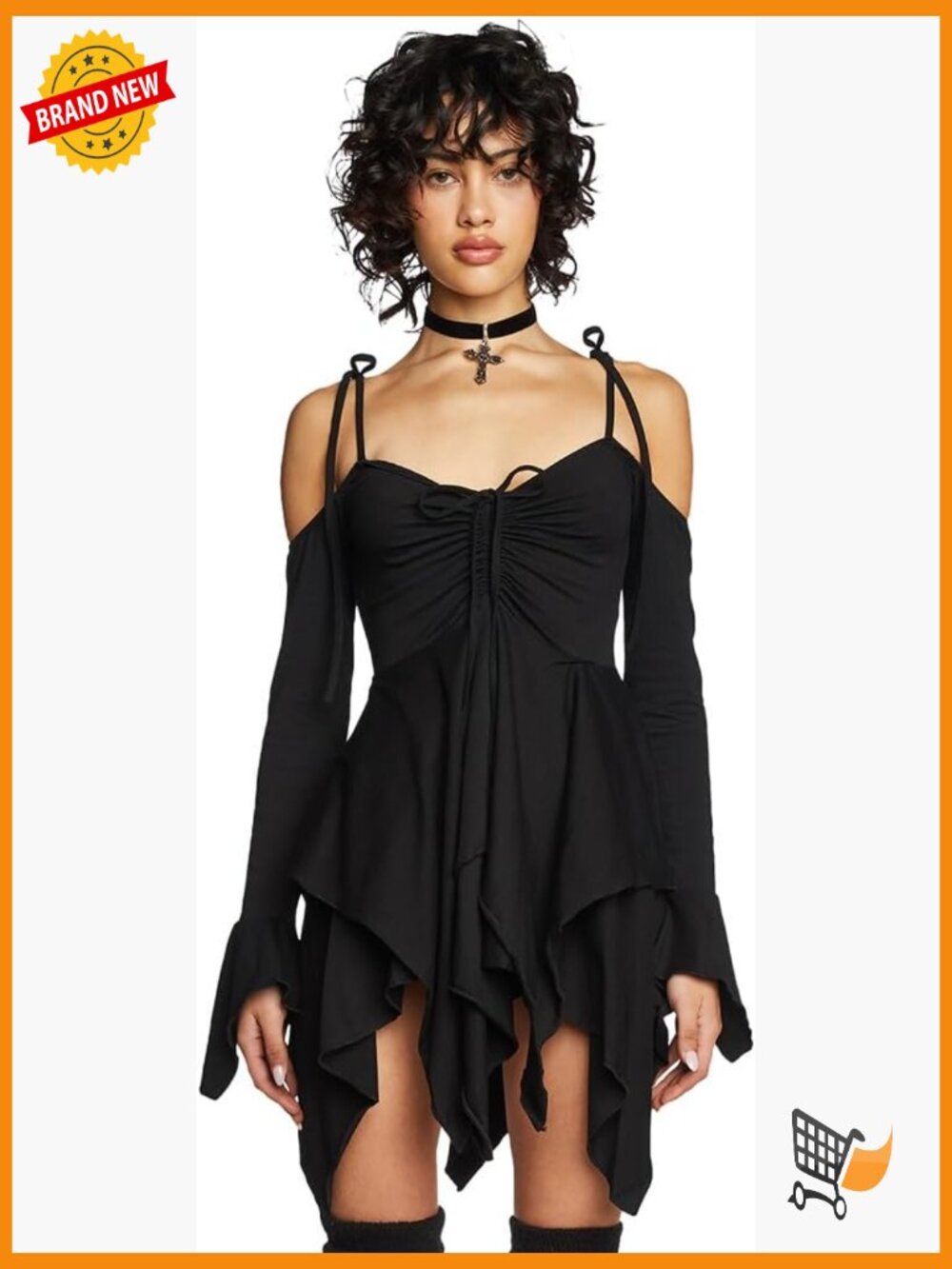 Fairycore Handkerchief Dress Off-Shoulder Adjustable Ruffle